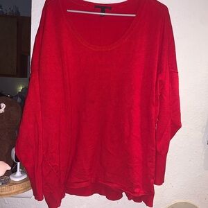 Lane Bryant Red Scoop Neck Long Sleeve Top